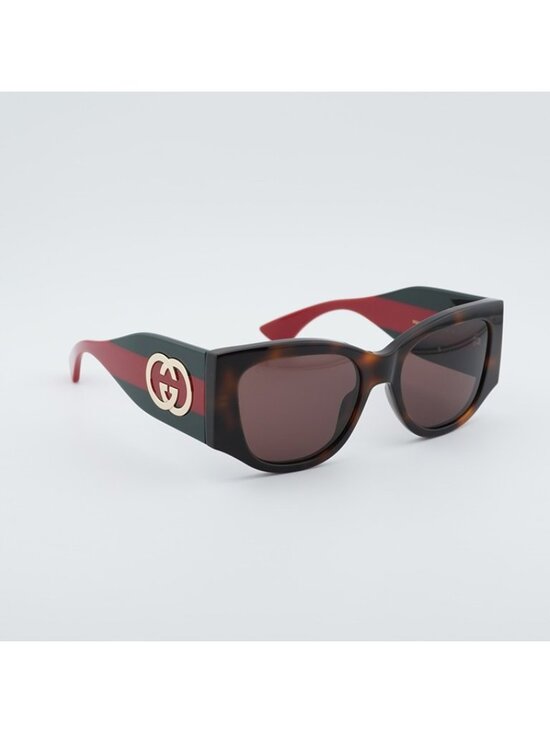 Gucci GG2115S 002 Sunglasses Dark Havana Cat Eye Frame, Brown Lenses
